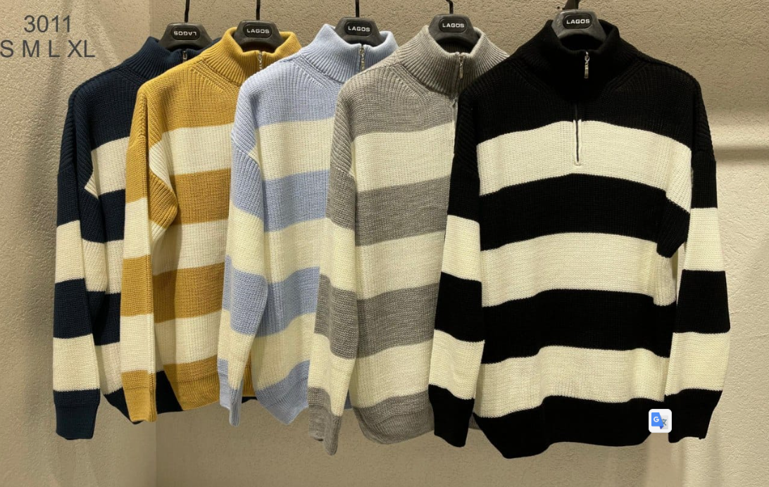 Sweater Striped Half Zip Black White Ribbed