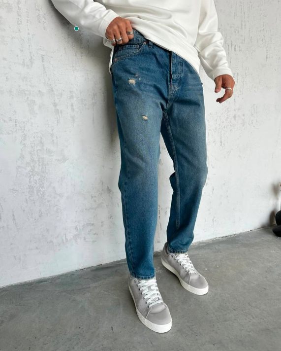 Blue Jeans Boyfriend Ripped Denim Pants Casual Fit