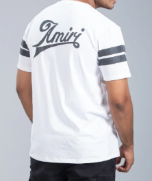 T-Shirt Cream Varsity Style Athletic Stripe
