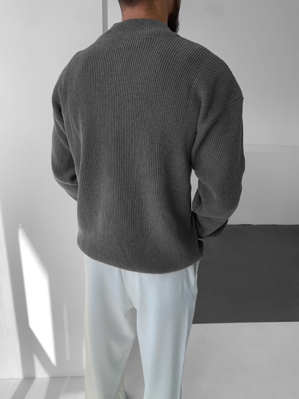 Shirt Ribbed Half-Zip Knit Pullover