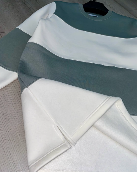 Gray Striped Sweatshirt Crewneck