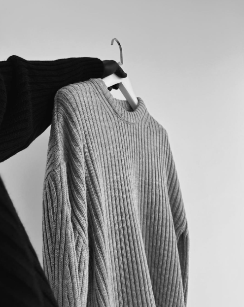 Wool Chunky Ribbed Knit Sweater Crew Neck