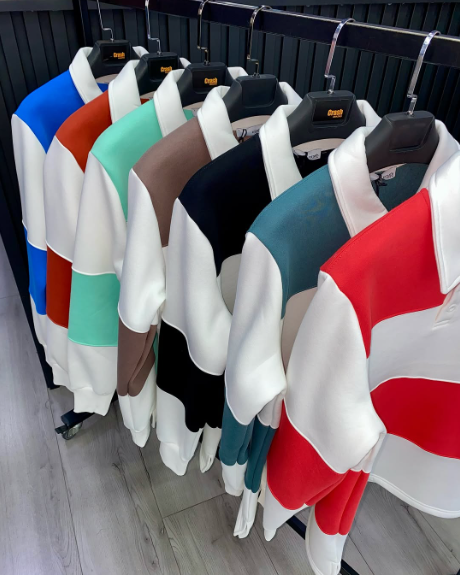 Green Stripe Polo Shirt with White Collar Cotton