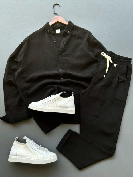 Men's Textured Long Sleeve Chemise