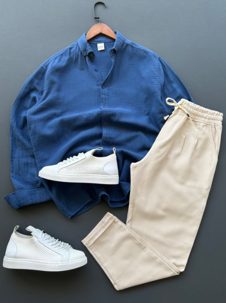 Men's Textured Long Sleeve Chemise