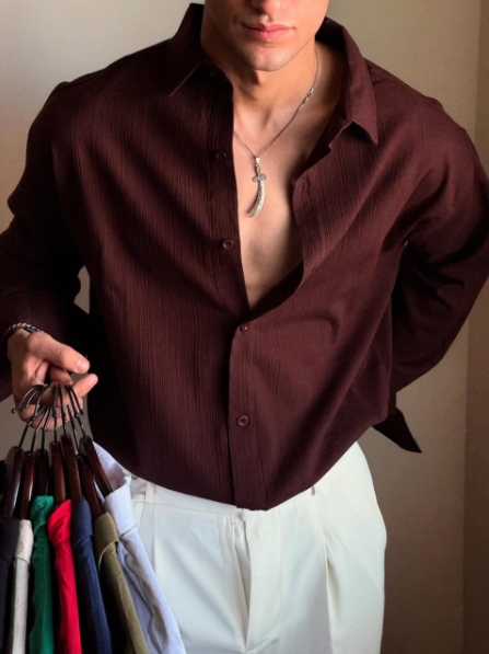 Classic Cotton Linen Chemise Textured Long Sleeve