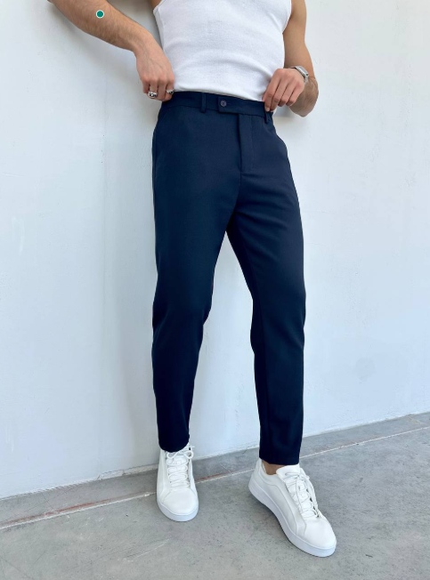 Men's Navy Blue Pants Straight Leg