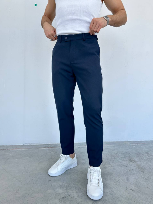 Men's Navy Blue Pants Straight Leg