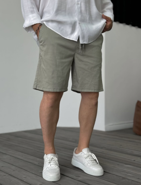 Shorts Olive Green Casual Cotton Summer