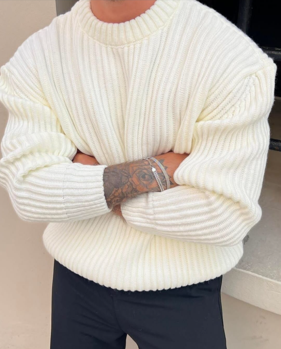 Sweater Oversized Chunky Ribbed Cream White Knit