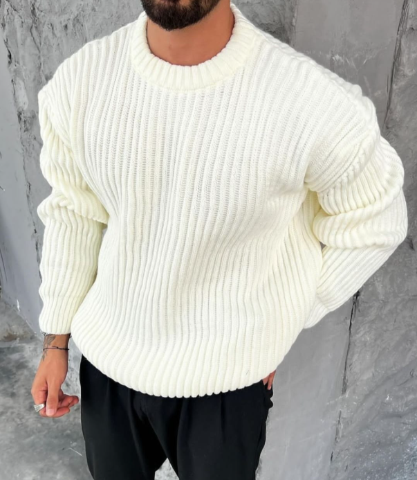 Sweater Oversized Chunky Ribbed Cream White Knit