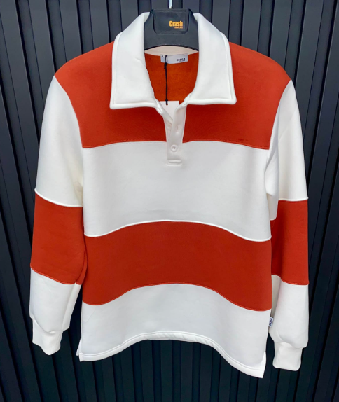 Striped Rugby Polo Long Sleeve Orange White