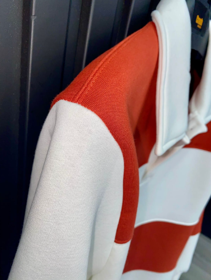 Striped Rugby Polo Long Sleeve Orange White