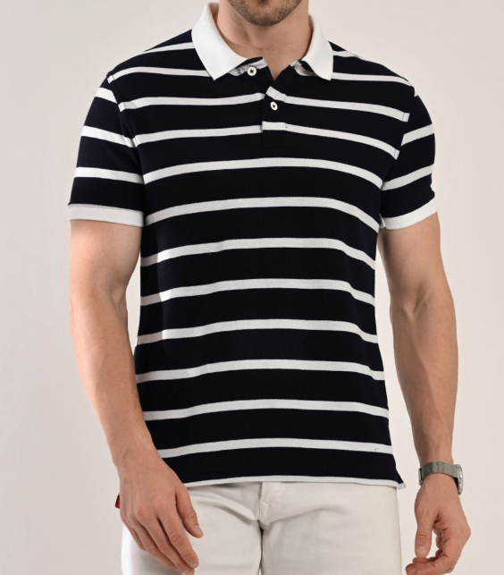 Striped Polo T-shirt Classic Fit Cotton