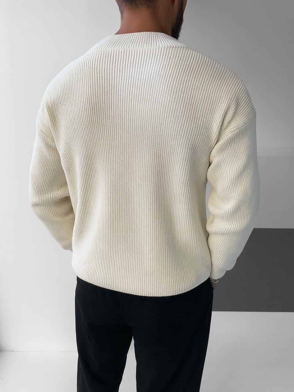 Shirt Ribbed Half-Zip Knit Pullover