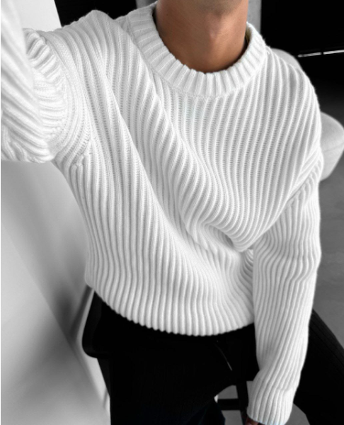 Sweater Oversized Chunky Ribbed Cream White Knit