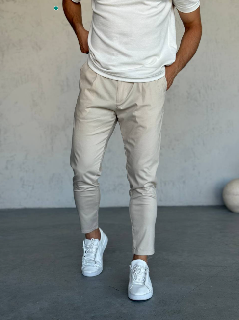 Tapered Chino Pants Slim Casual Trousers